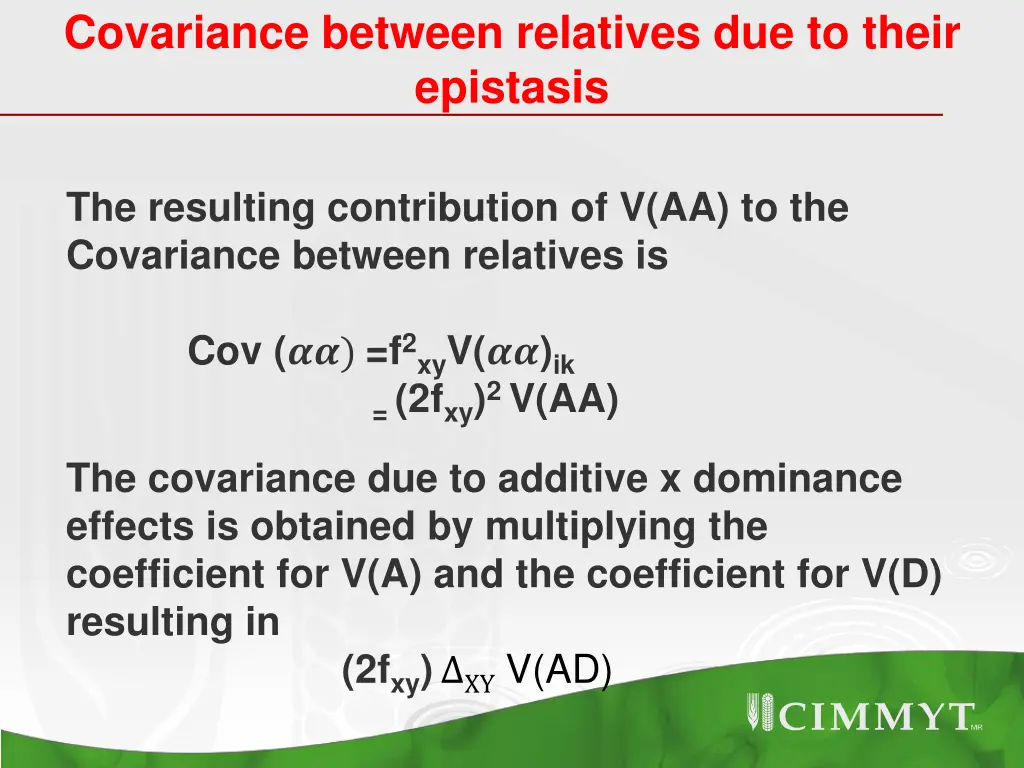 covariance between relatives due to their 7