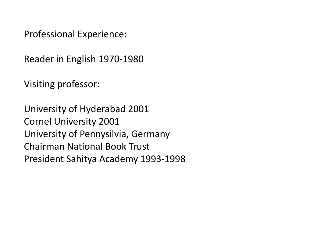 professional experience