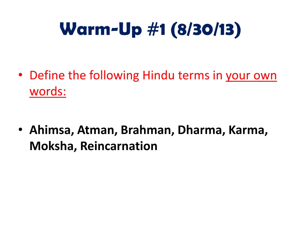 warm up 1 8 30 13