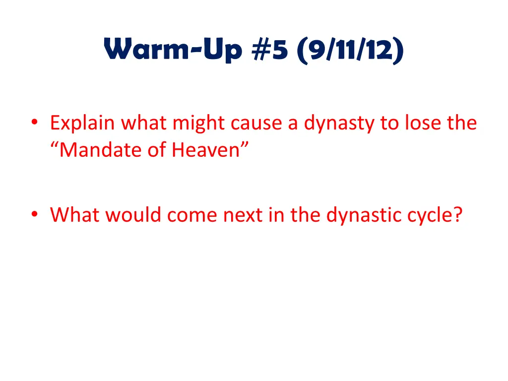 warm up 5 9 11 12