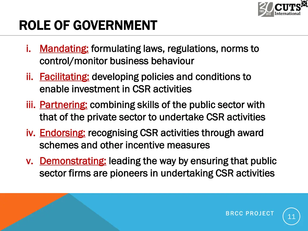 role of government role of government