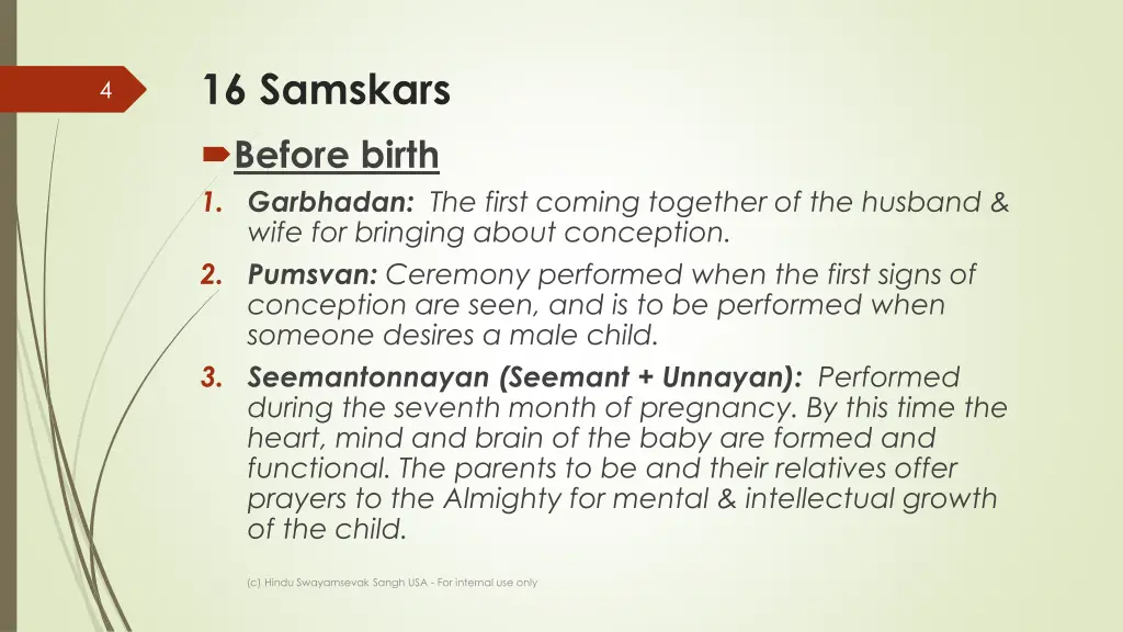 16 samskars before birth 1 garbhadan the first