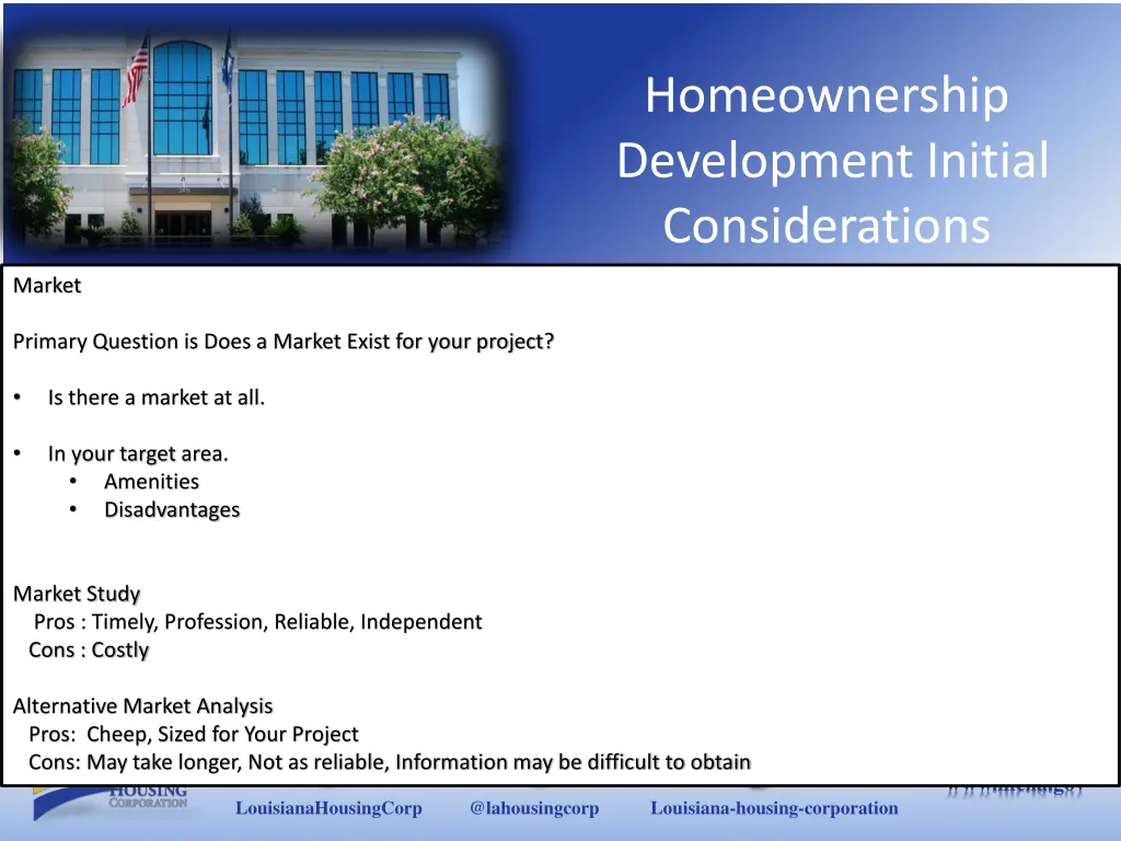 homeownership development initial considerations