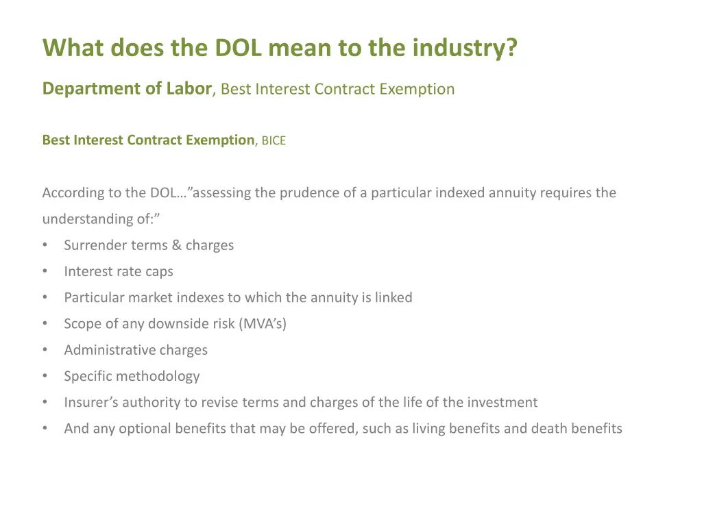 what does the dol mean to the industry 1