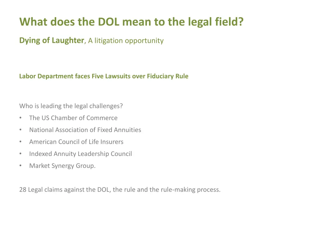 what does the dol mean to the legal field 1