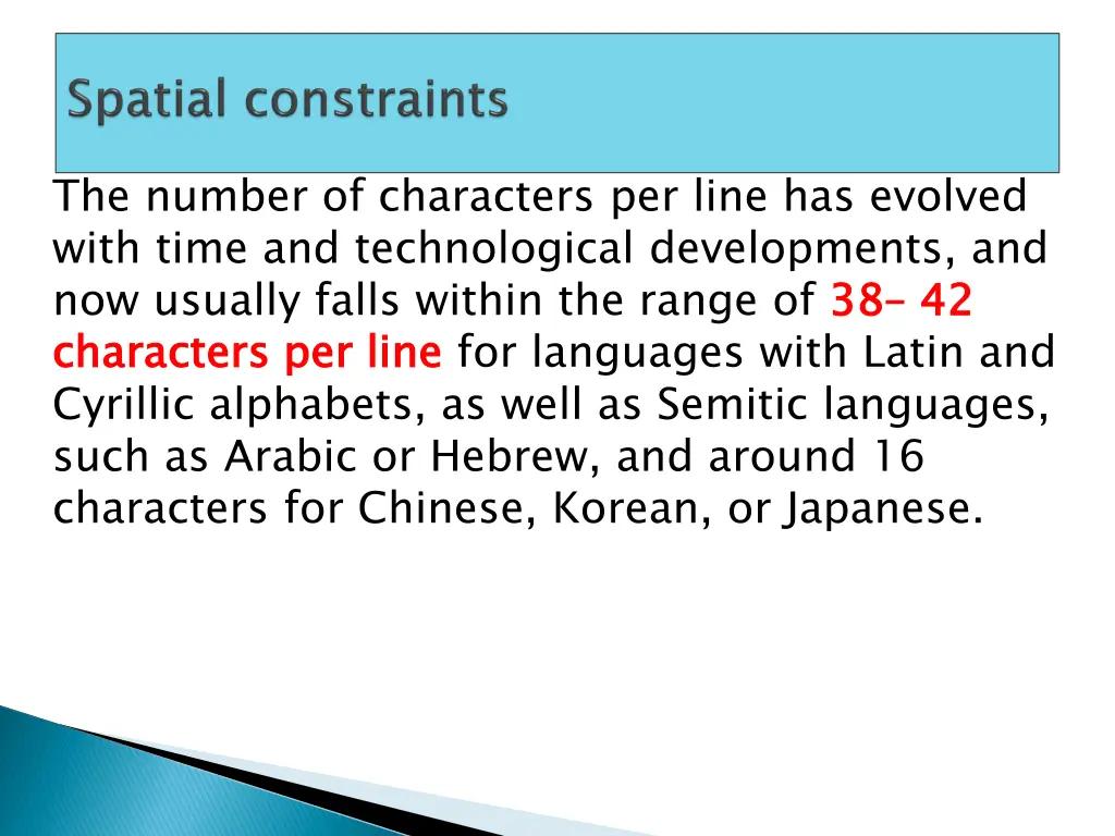 the number of characters per line has evolved