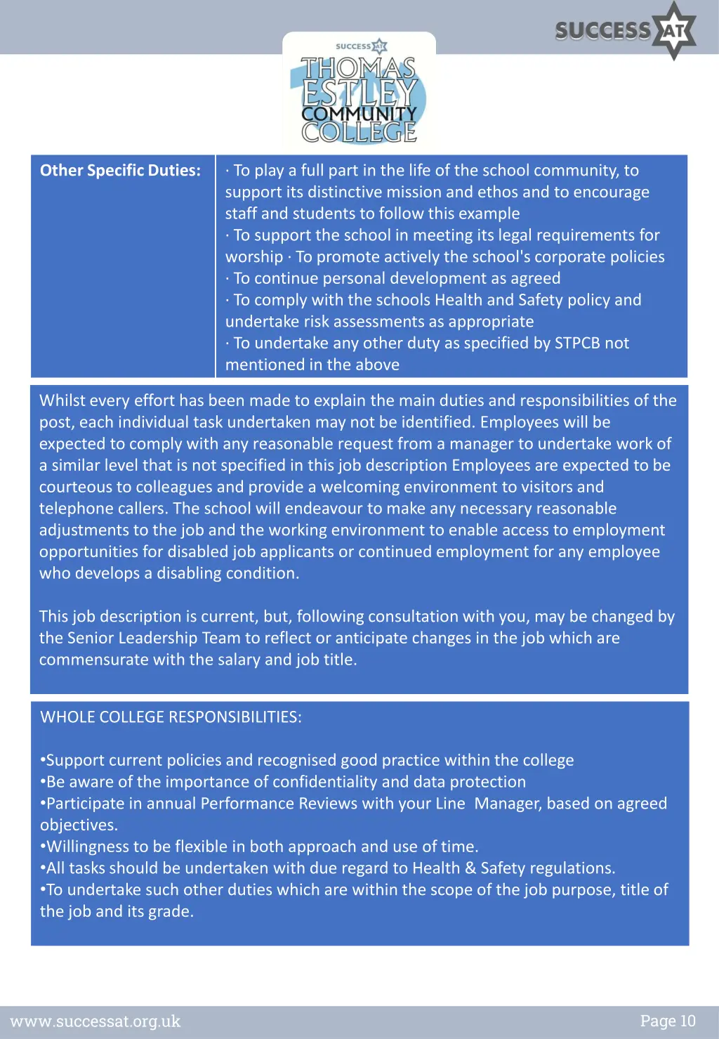 other specific duties