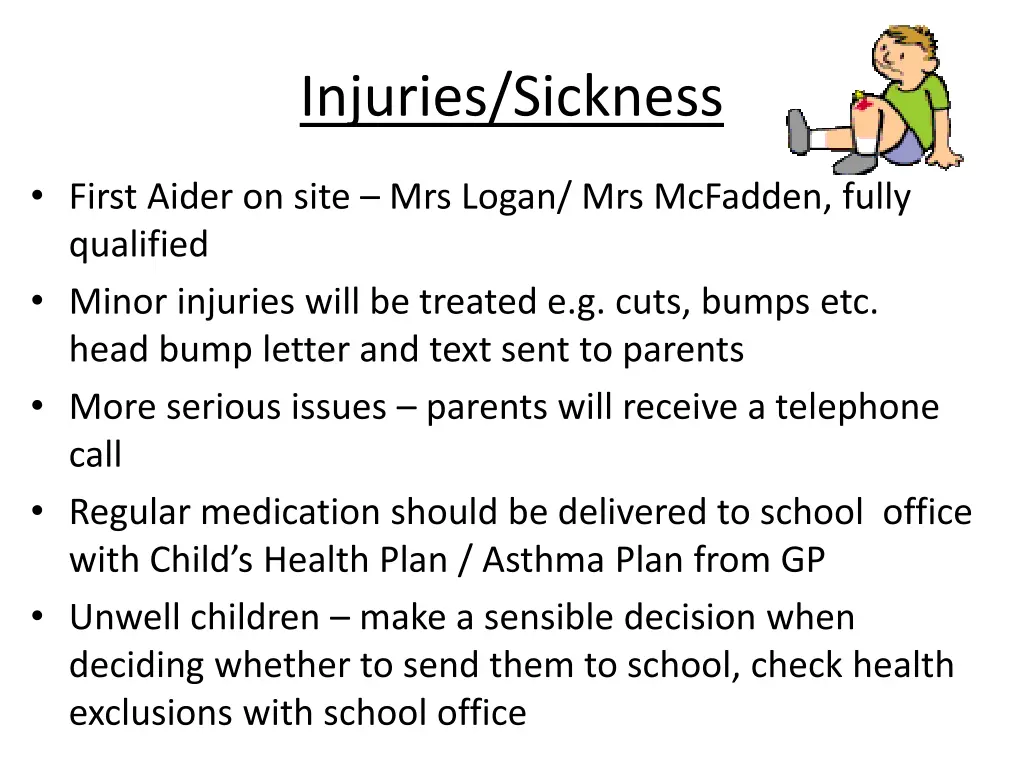 injuries sickness