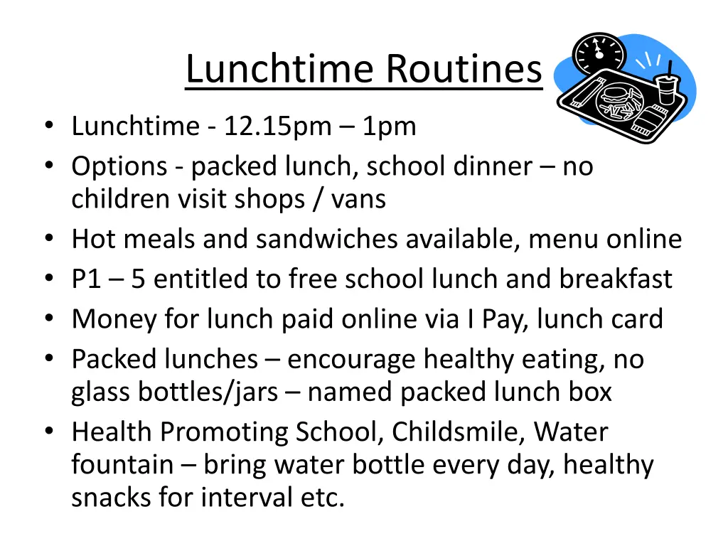 lunchtime routines lunchtime 12 15pm 1pm options