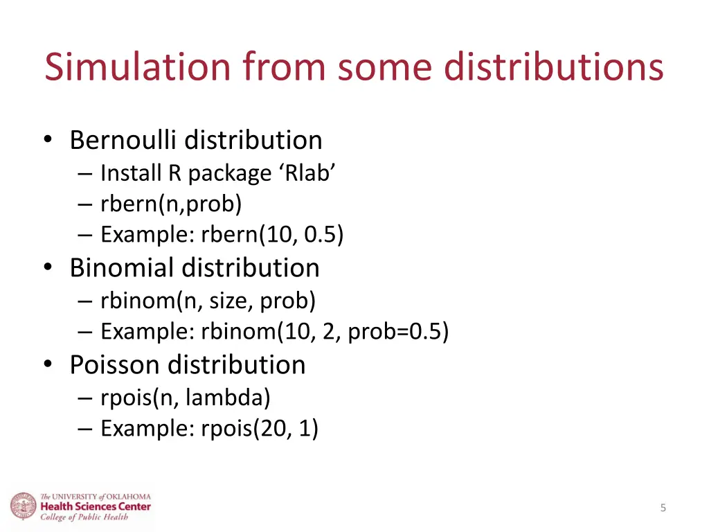 simulation from some distributions 2