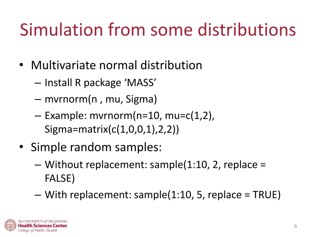 simulation from some distributions 3