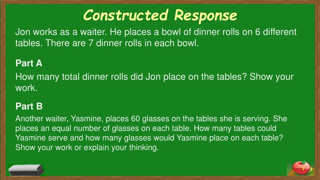 constructed response jon works as a waiter