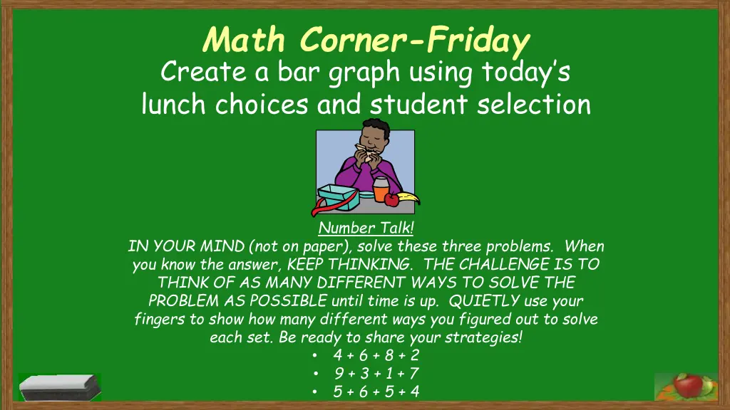 math corner friday create a bar graph using today