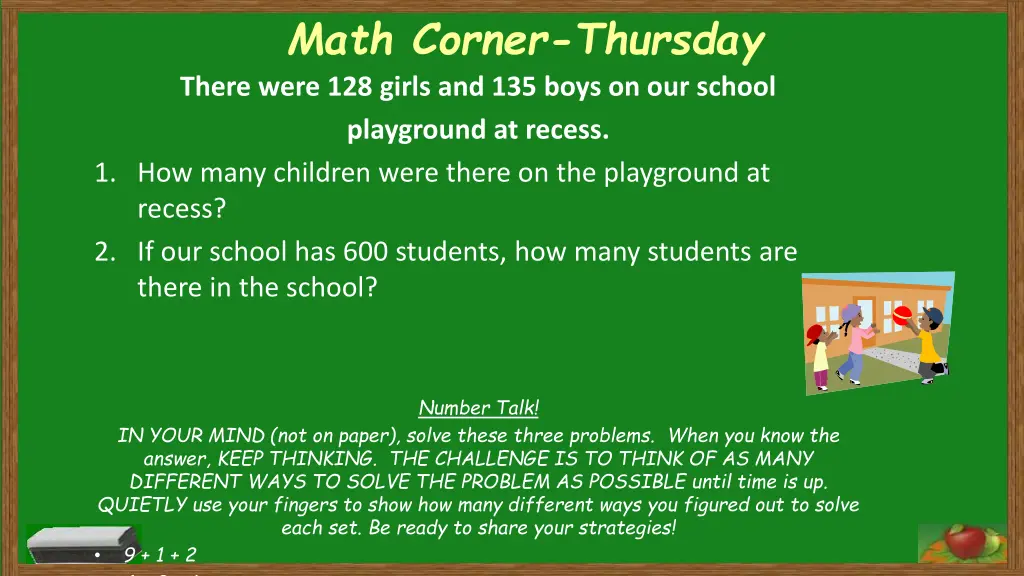 math corner thursday there were 128 girls 1