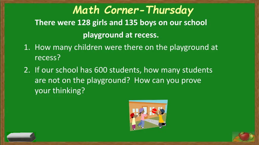 math corner thursday there were 128 girls