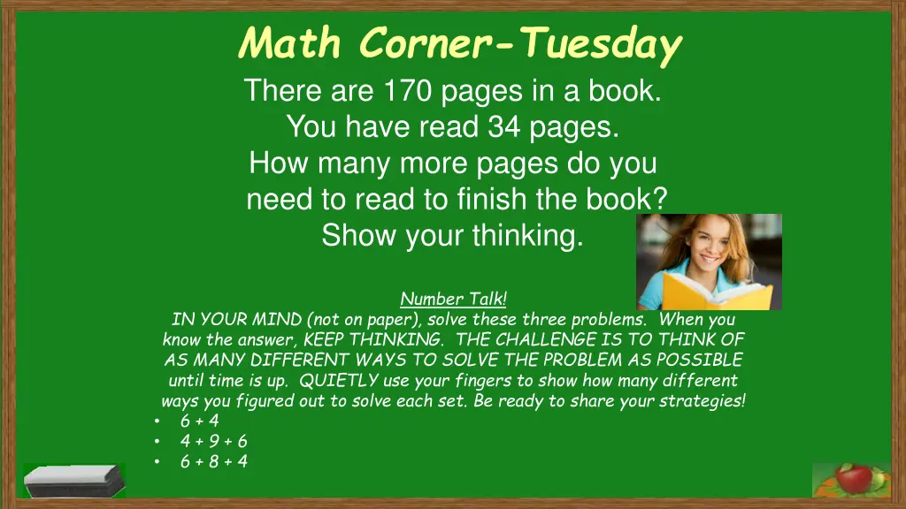 math corner tuesday there are 170 pages in a book 1