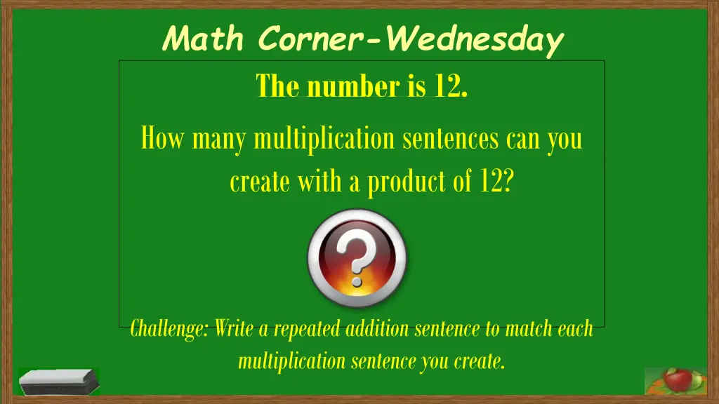 math corner wednesday the number is 12 how many 1
