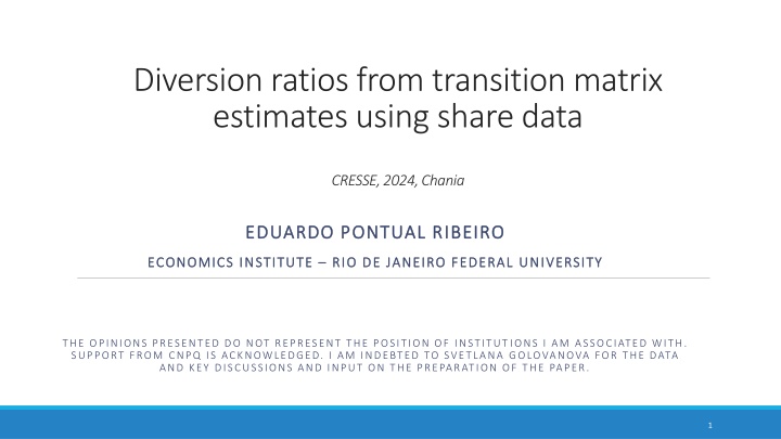 diversion ratios from transition matrix estimates
