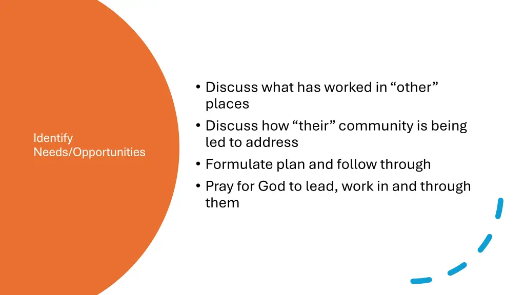 discuss what has worked in other places discuss