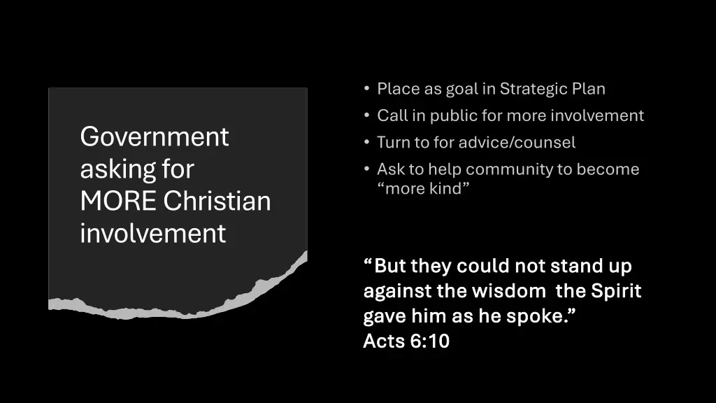 government asking for more christian involvement