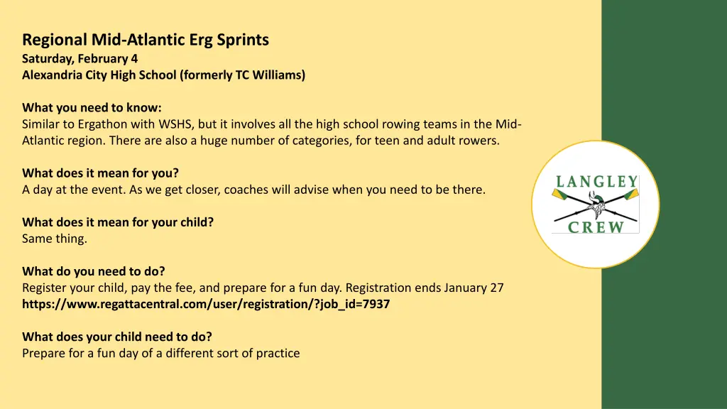 regional mid atlantic erg sprints saturday