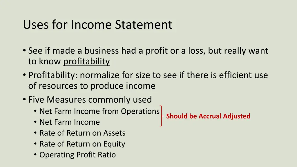 uses for income statement