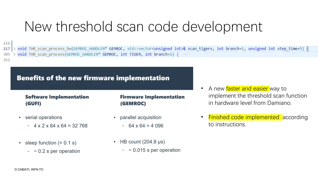 new threshold scan code development