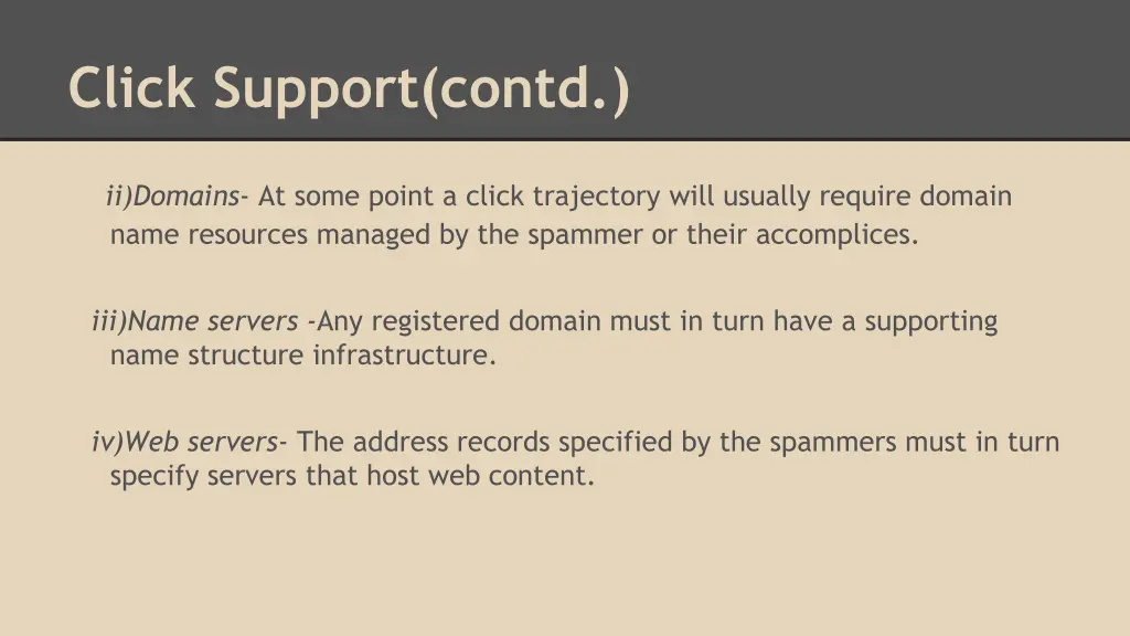 click support contd