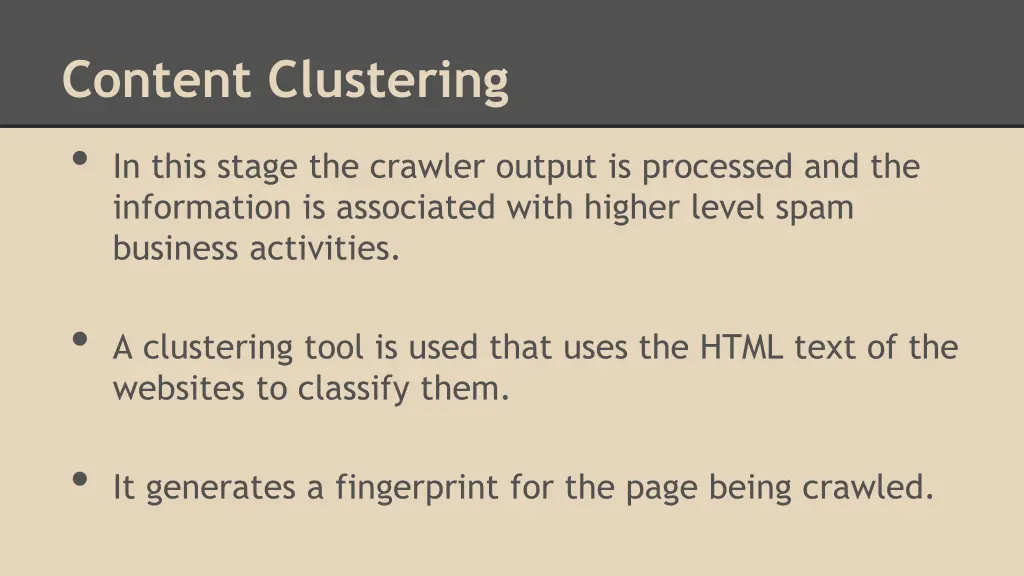 content clustering in this stage the crawler