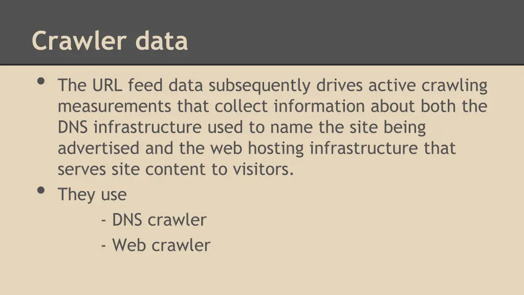 crawler data the url feed data subsequently