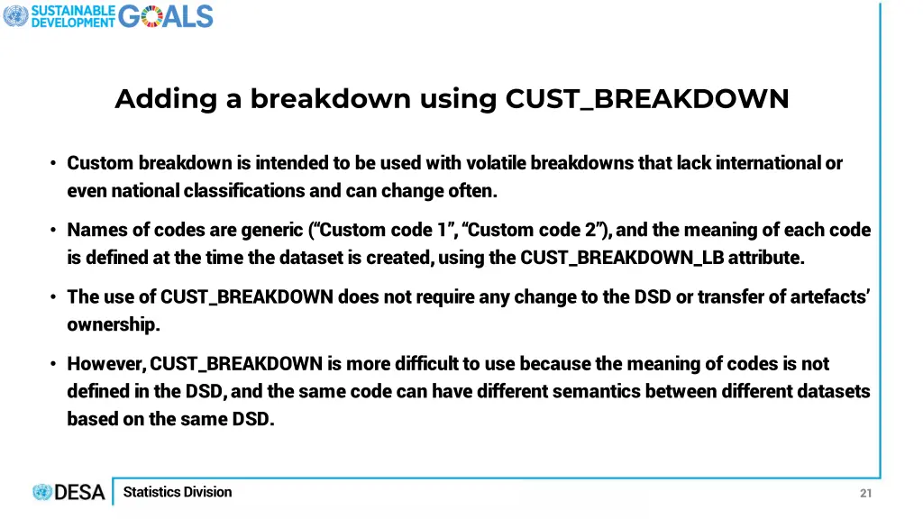 adding a breakdown using cust breakdown