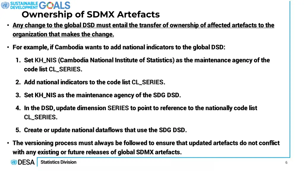ownership of sdmx artefacts any change