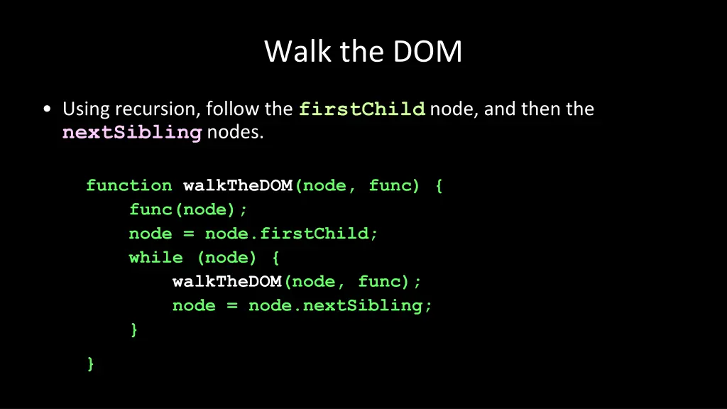 walk the dom