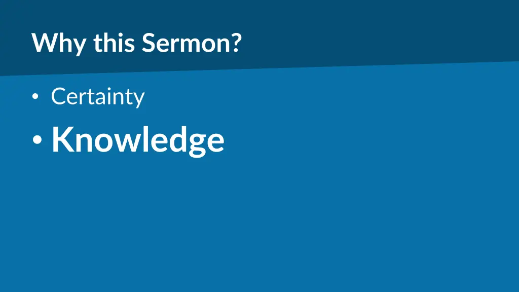 why this sermon 1