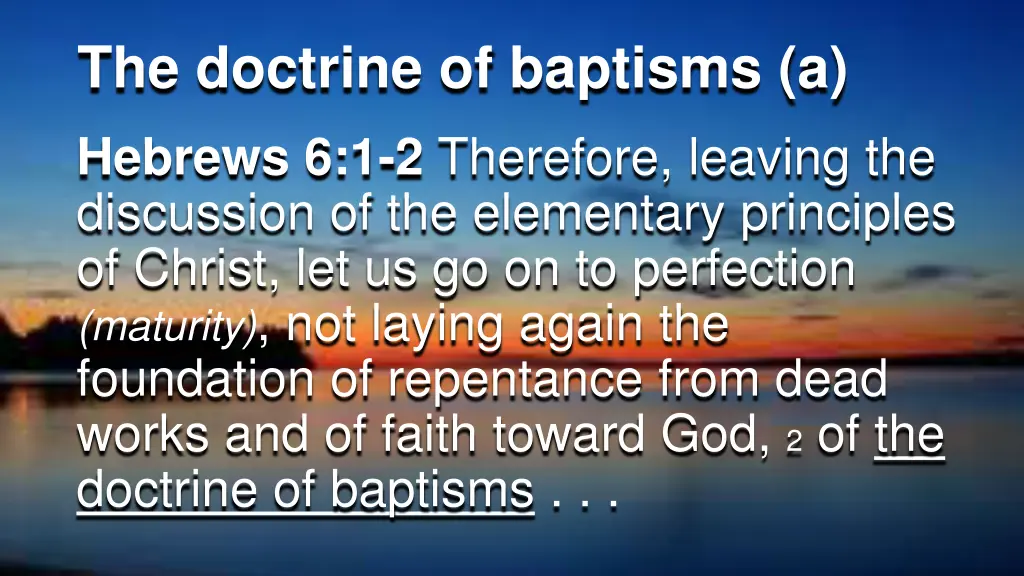 the doctrine of baptisms a hebrews