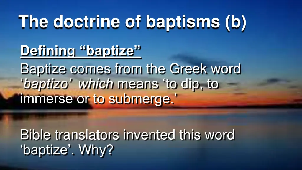the doctrine of baptisms b