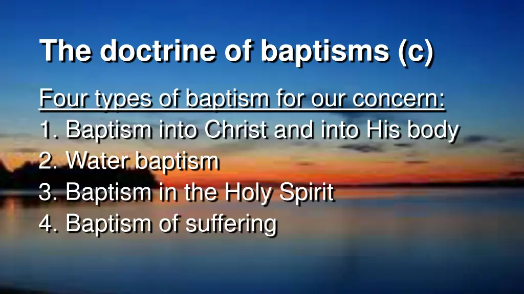 the doctrine of baptisms c