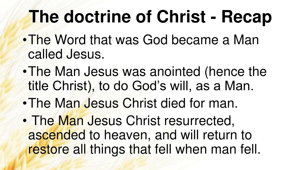 the doctrine of christ recap the word that