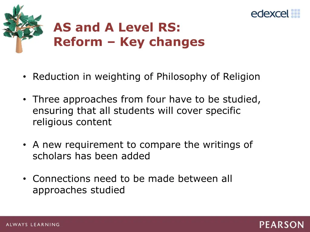 as and a level rs reform key changes