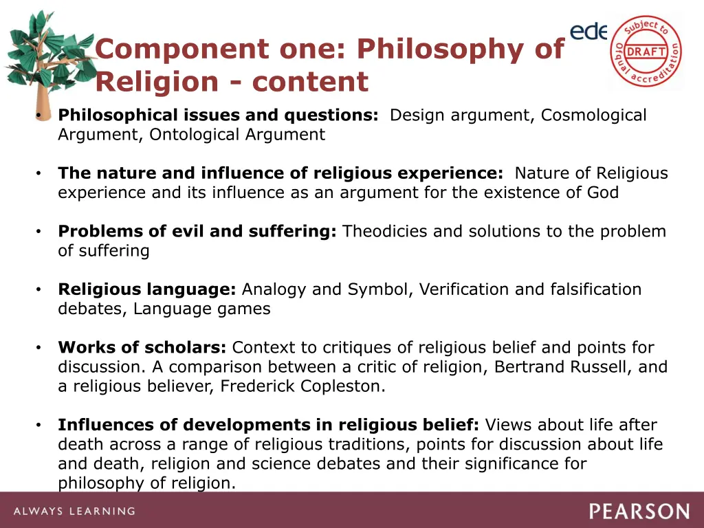 component one philosophy of religion content