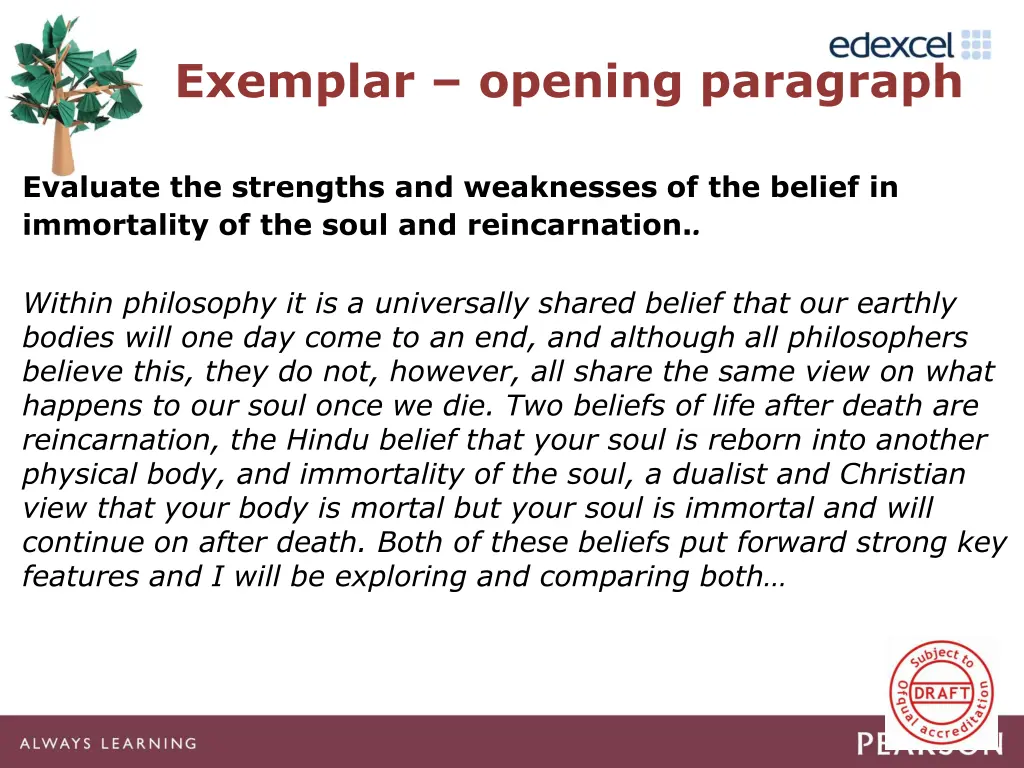 exemplar opening paragraph