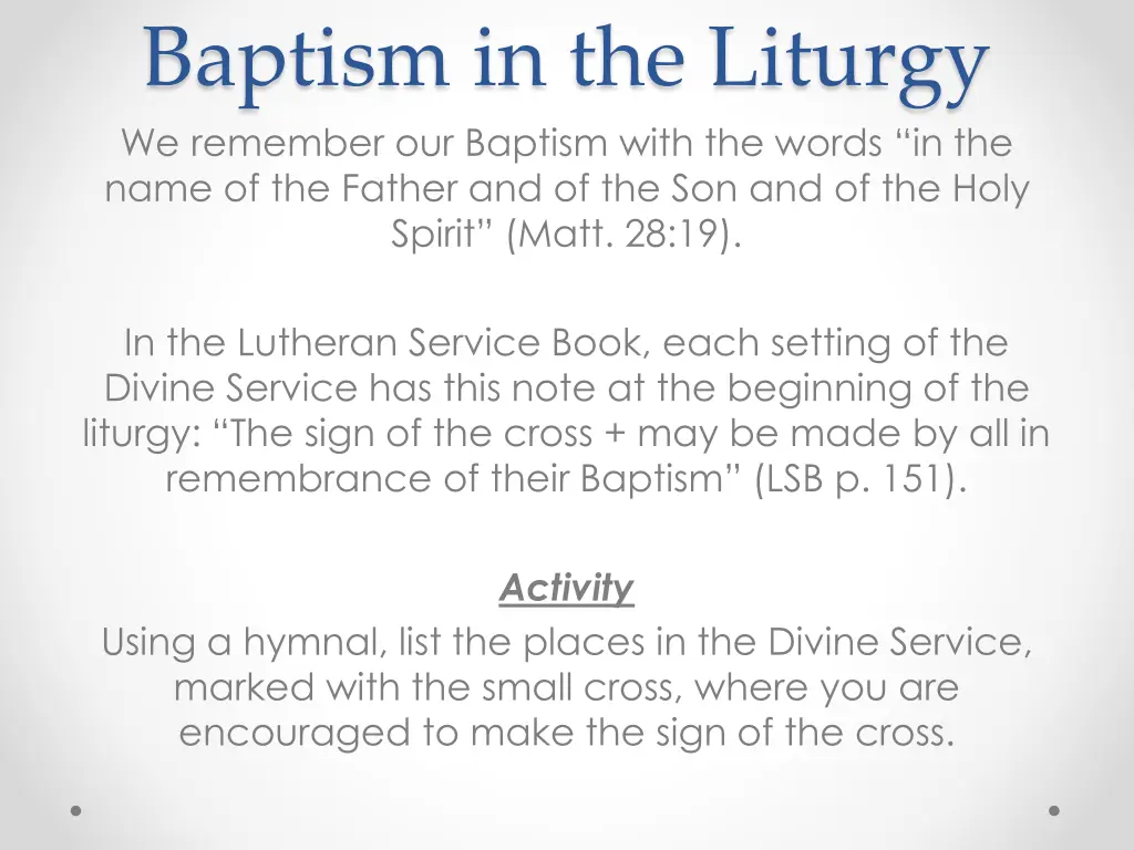 baptism in the liturgy we remember our baptism