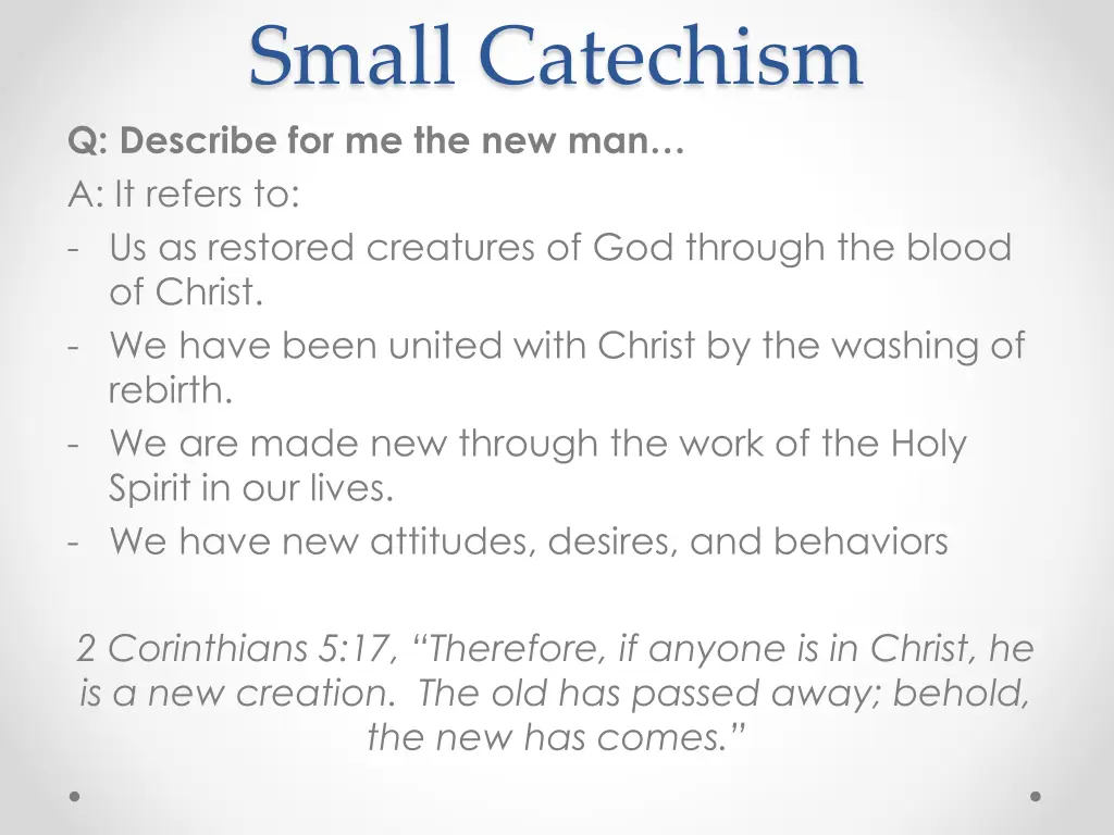 small catechism q describe