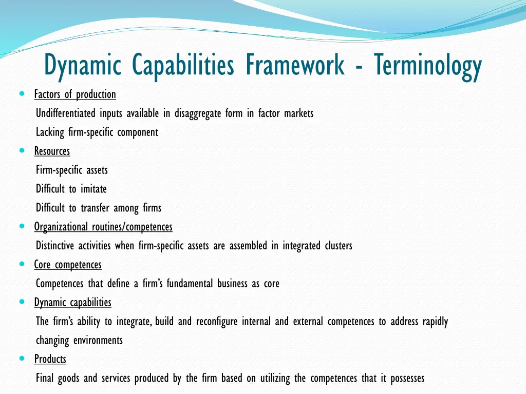 dynamic capabilities framework terminology