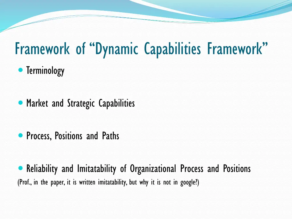 framework of dynamic capabilities framework