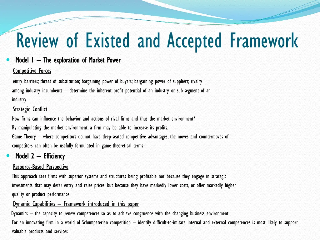 review of existed and accepted framework model