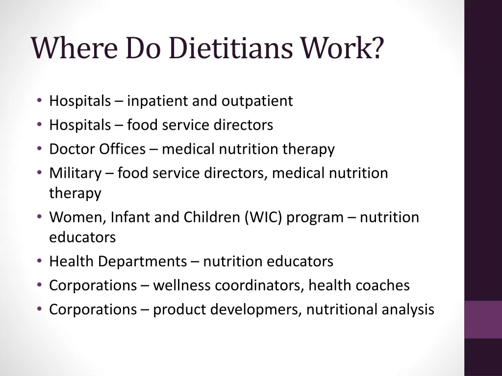 where do dietitians work