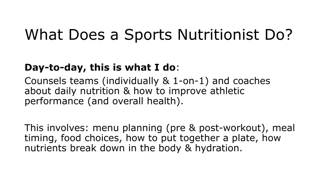 what does a sports nutritionist do
