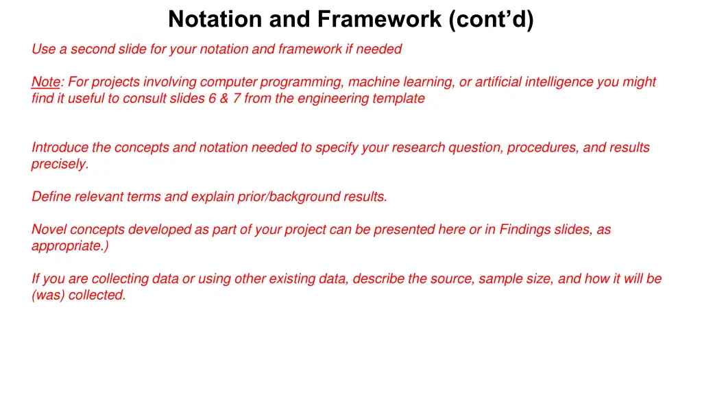 notation and framework cont d