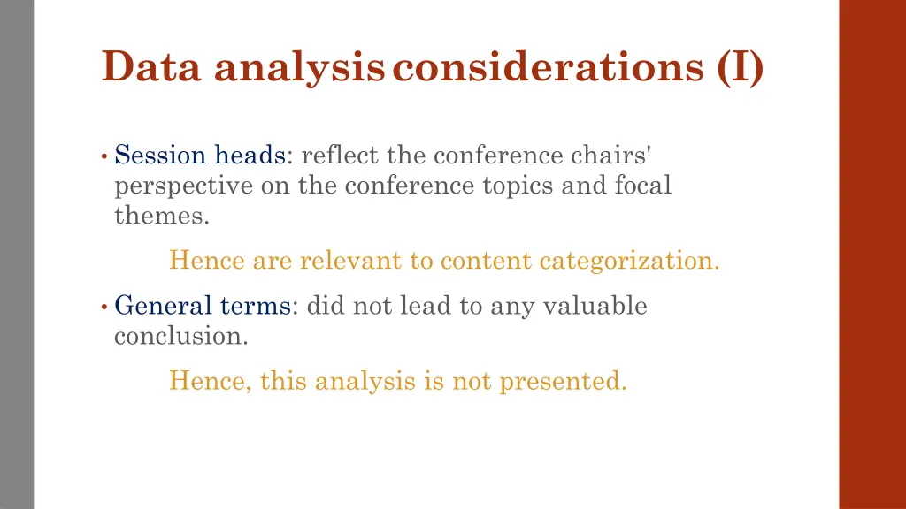 data analysis considerations i